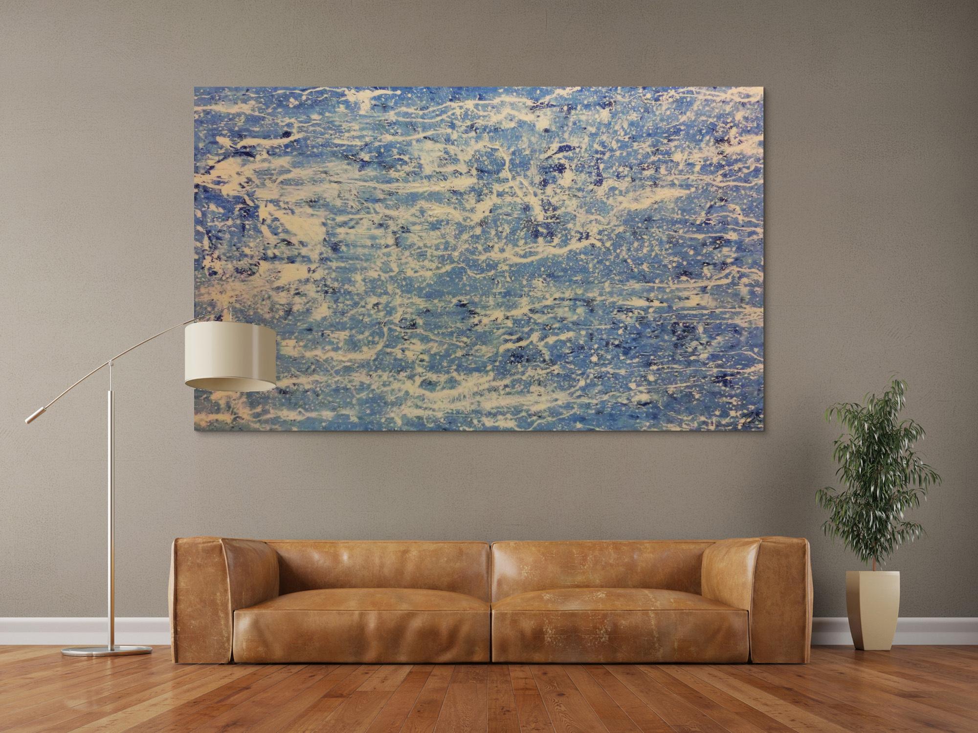 Schlichtes Acrylbild in blau weiß modern