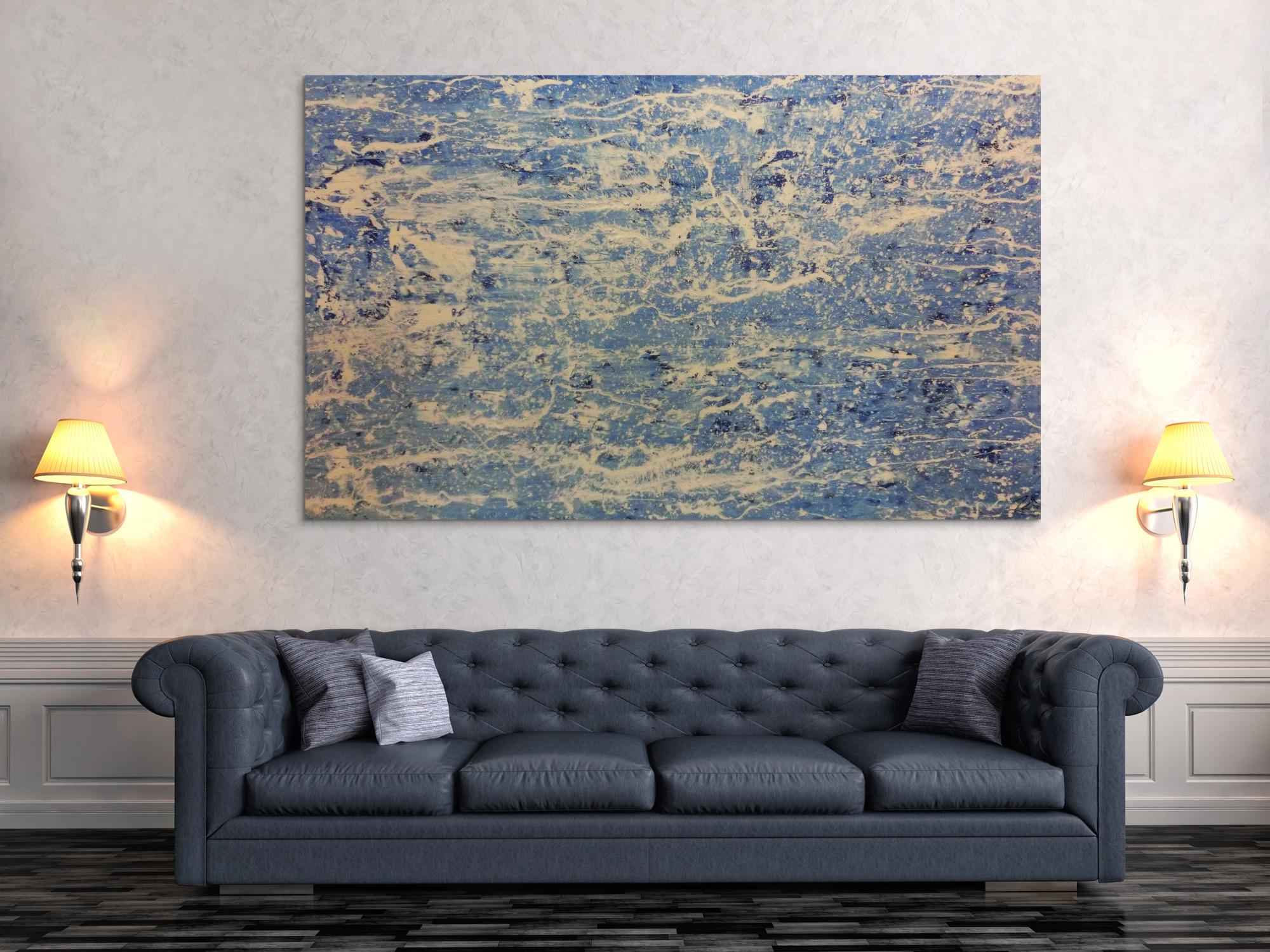 Schlichtes Acrylbild in blau weiß modern