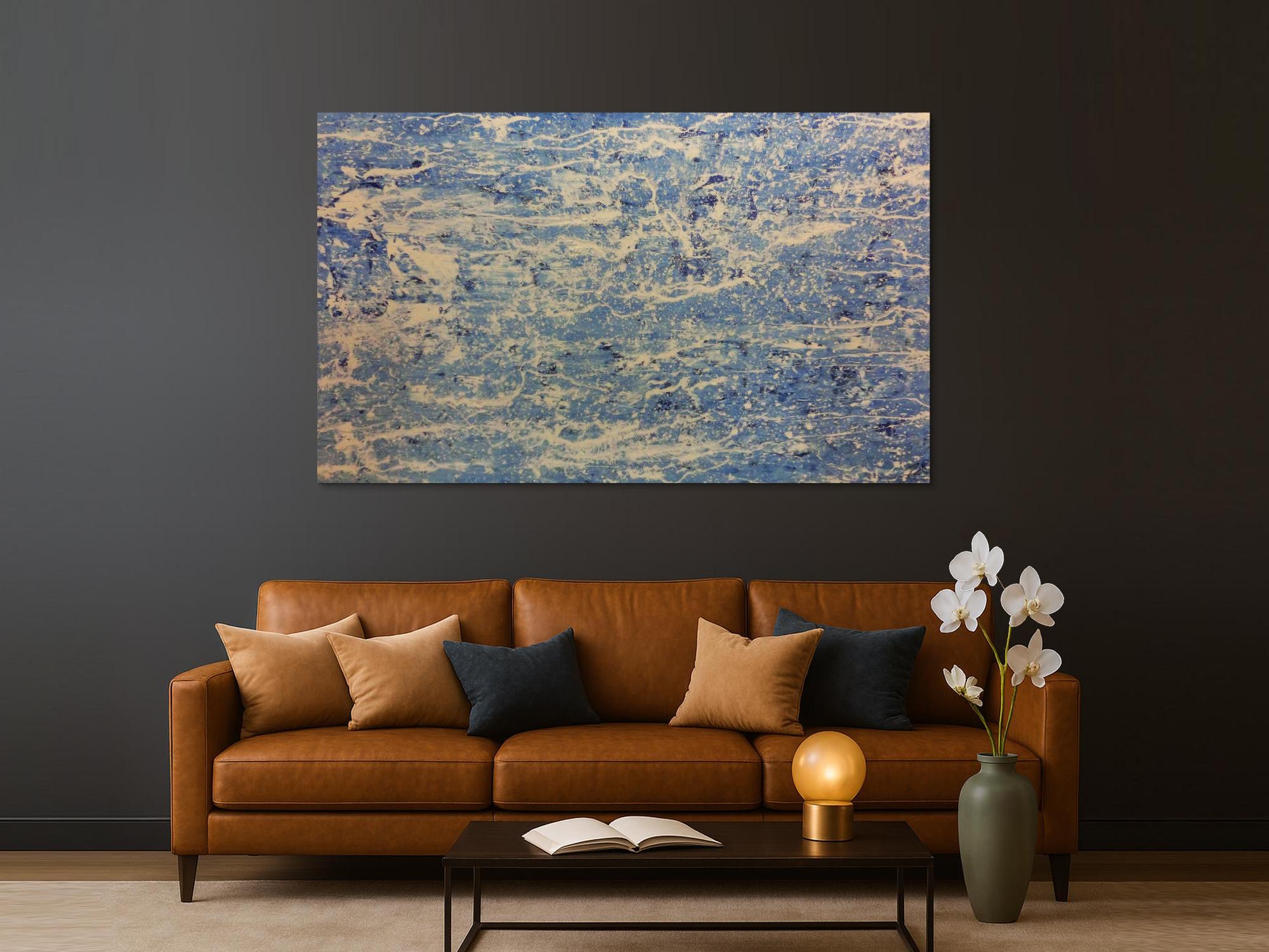 Schlichtes Acrylbild in blau weiß modern