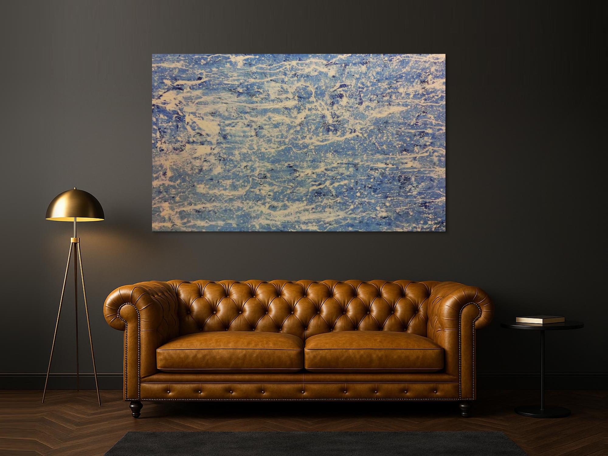 Schlichtes Acrylbild in blau weiß modern