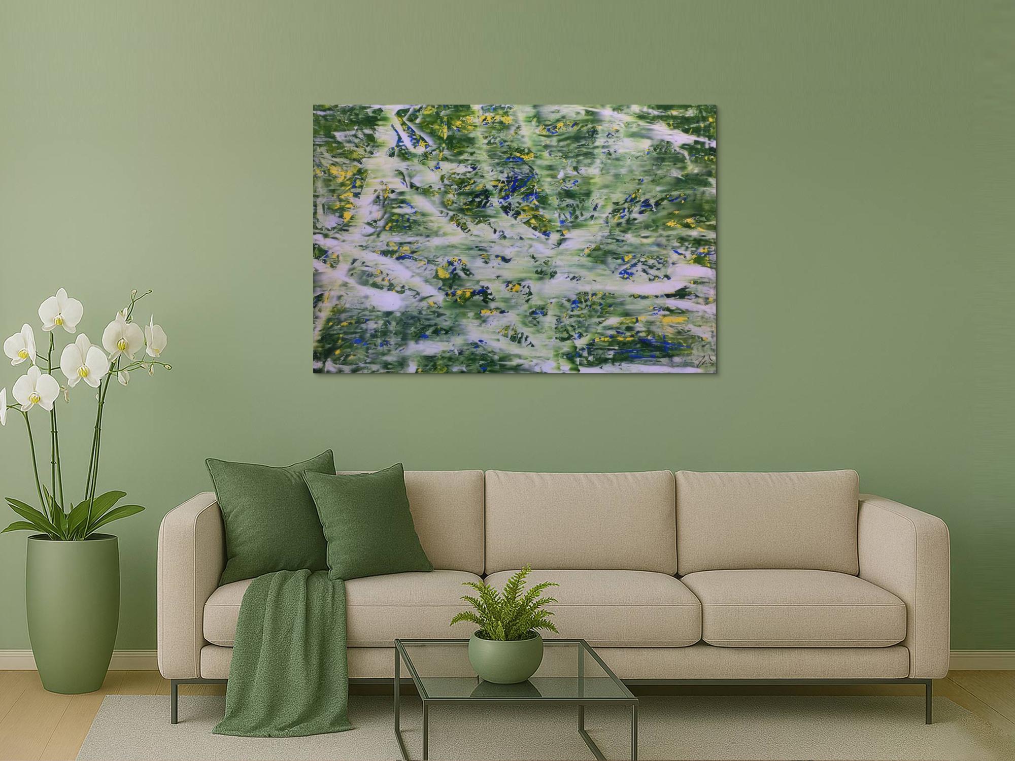 Abstraktes Acrylbild modern in grün