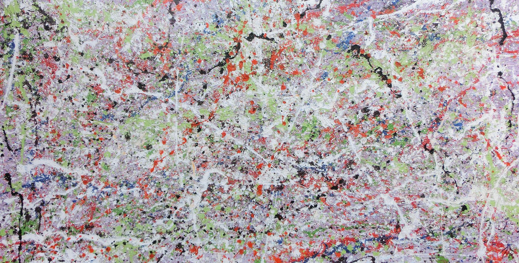 Abstraktes Acrylbild hell bunte Farben modern und schlicht