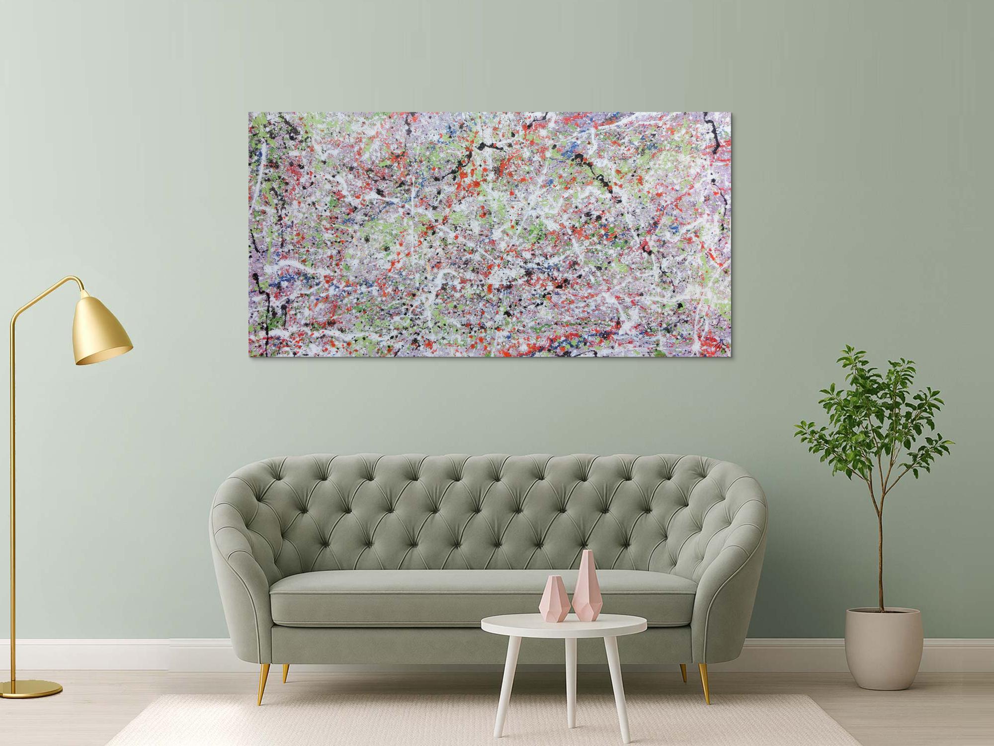 Abstraktes Acrylbild hell bunte Farben modern und schlicht