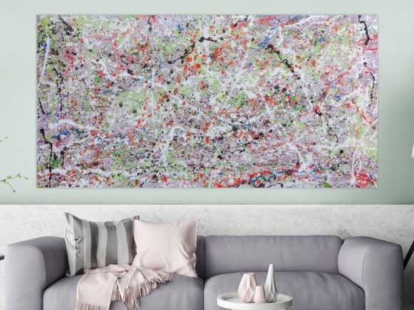 Abstraktes Acrylbild hell bunte Farben modern und schlicht