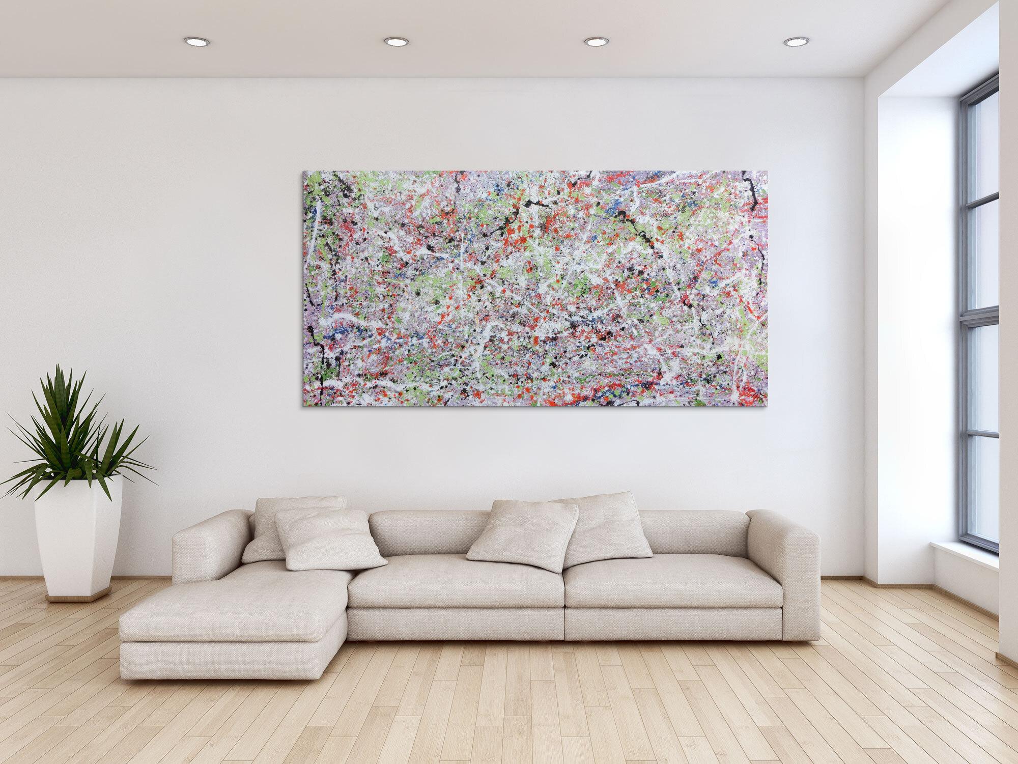 Abstraktes Acrylbild hell bunte Farben modern und schlicht