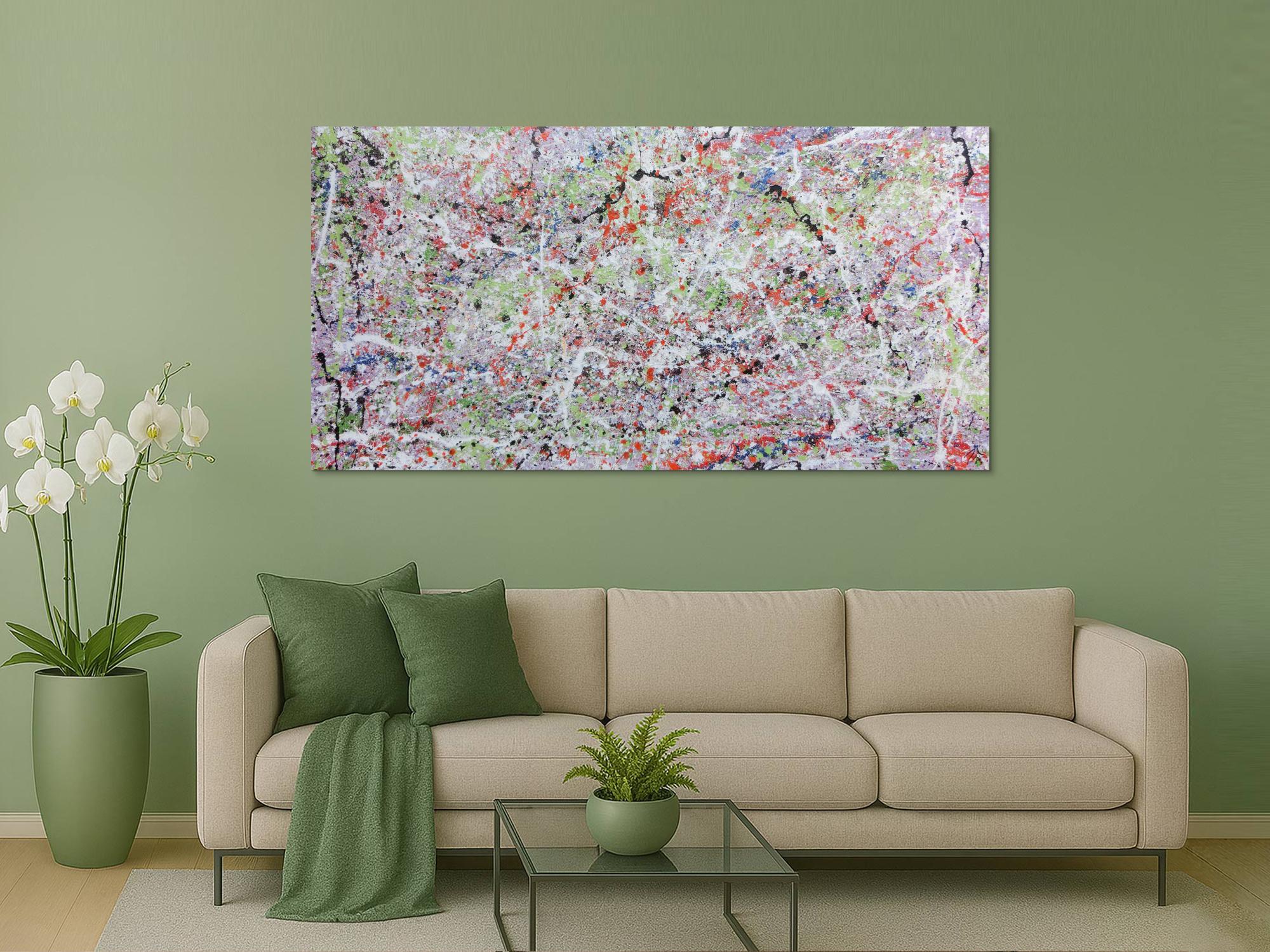 Abstraktes Acrylbild hell bunte Farben modern und schlicht