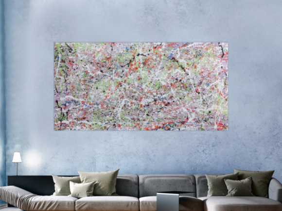 Abstraktes Acrylbild hell bunte Farben modern und schlicht