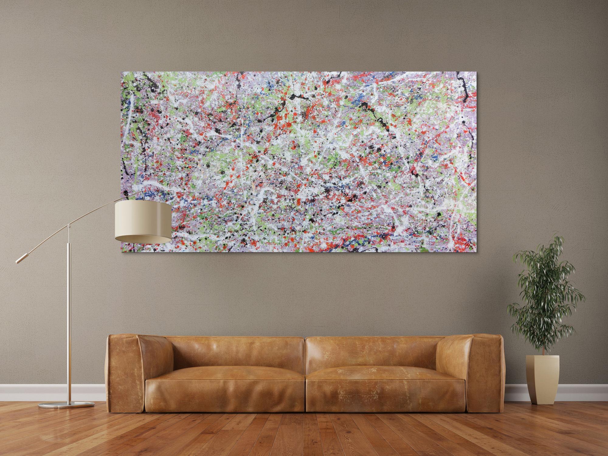 Abstraktes Acrylbild hell bunte Farben modern und schlicht