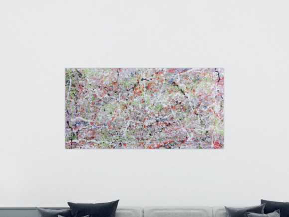 Abstraktes Acrylbild hell bunte Farben modern und schlicht