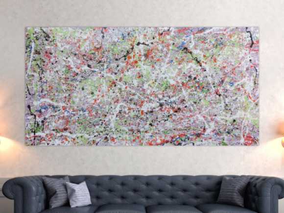 Abstraktes Acrylbild hell bunte Farben modern und schlicht