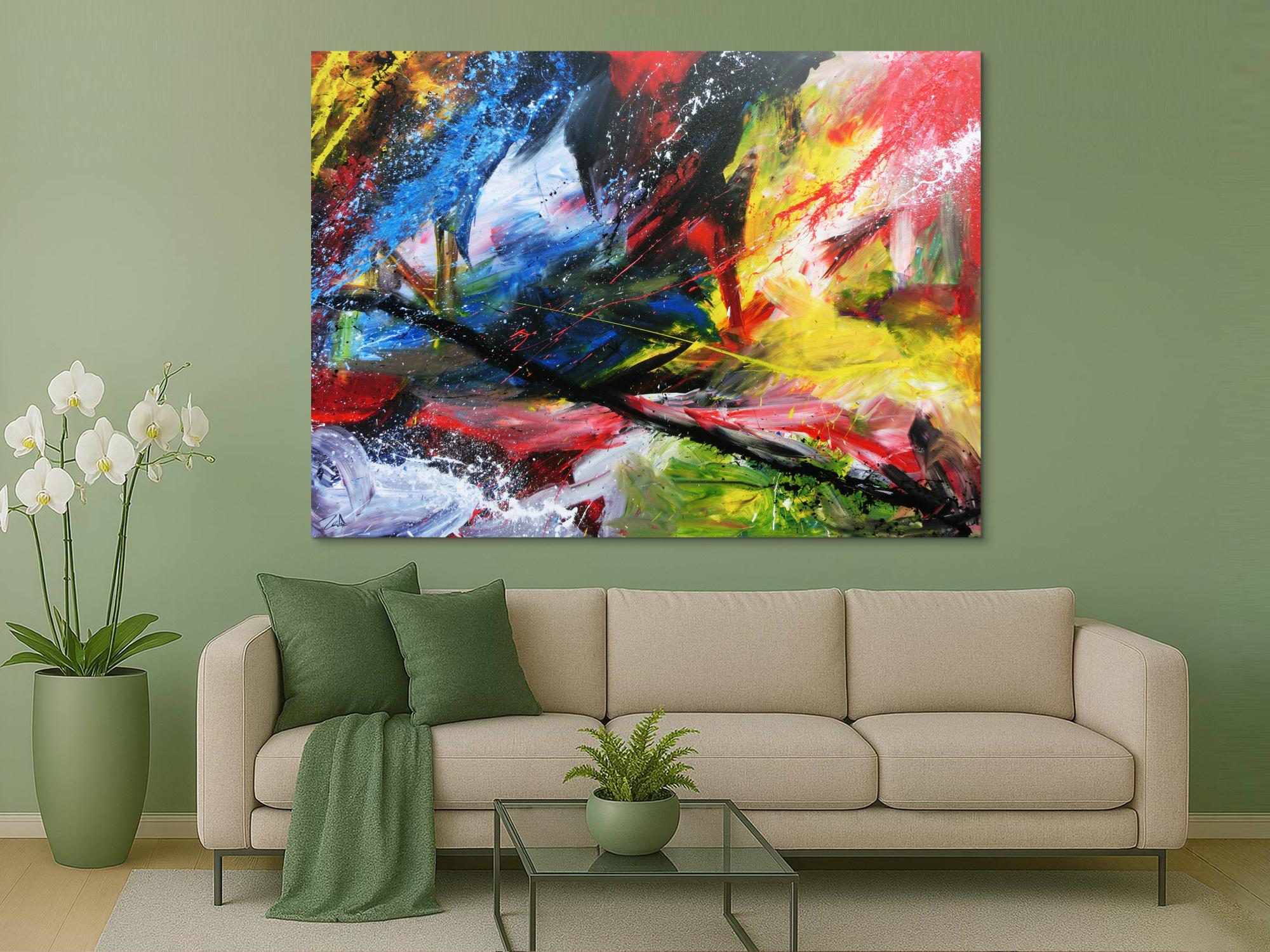 Modernes Acrylgemälde bunt mit vielen Farben abstrakt