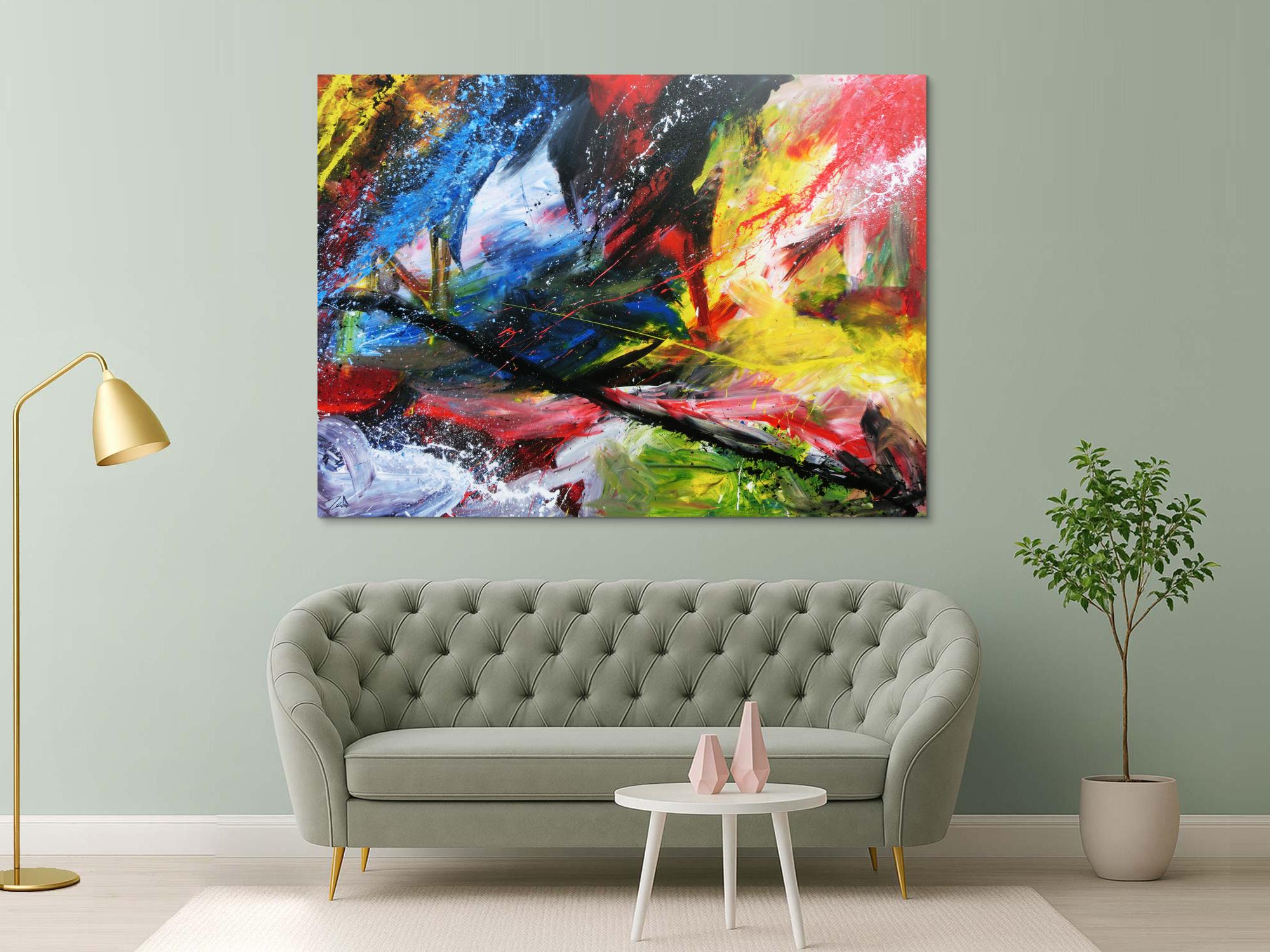 Modernes Acrylgemälde bunt mit vielen Farben abstrakt