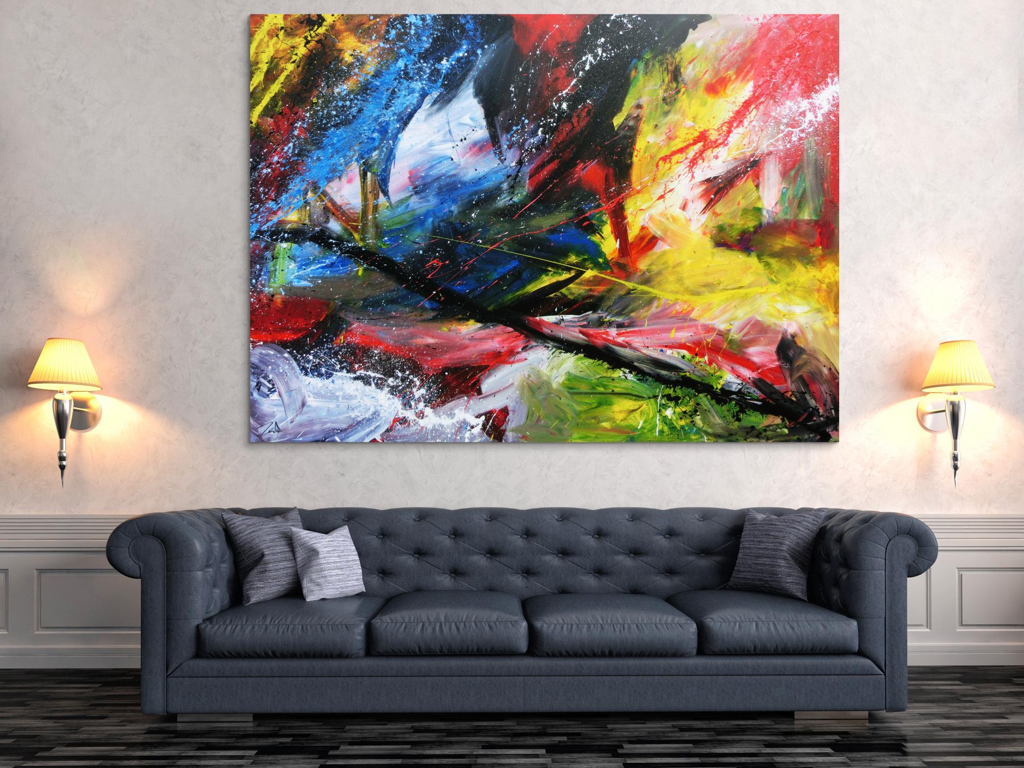 Modernes Acrylgemälde bunt mit vielen Farben abstrakt