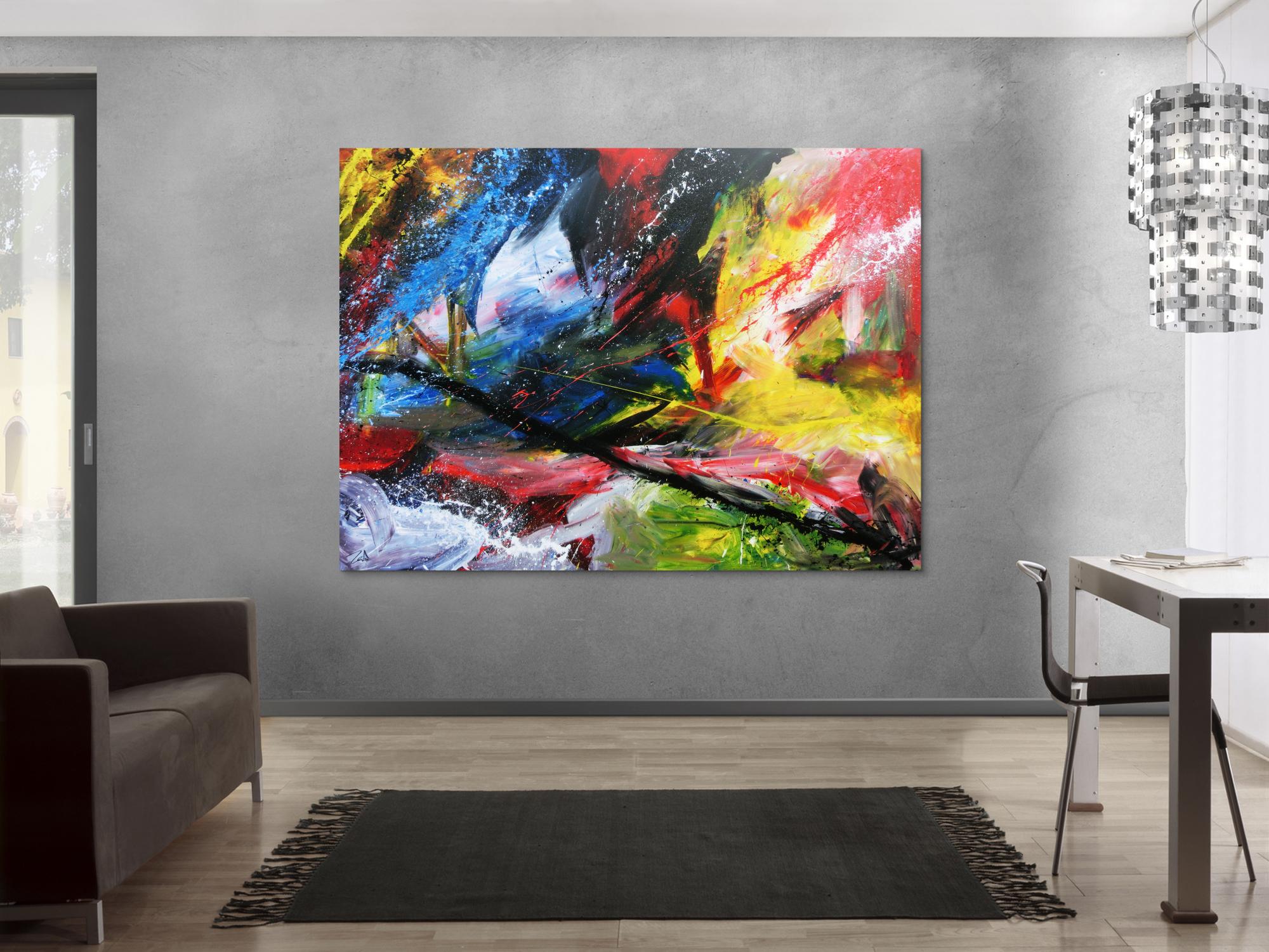 Modernes Acrylgemälde bunt mit vielen Farben abstrakt