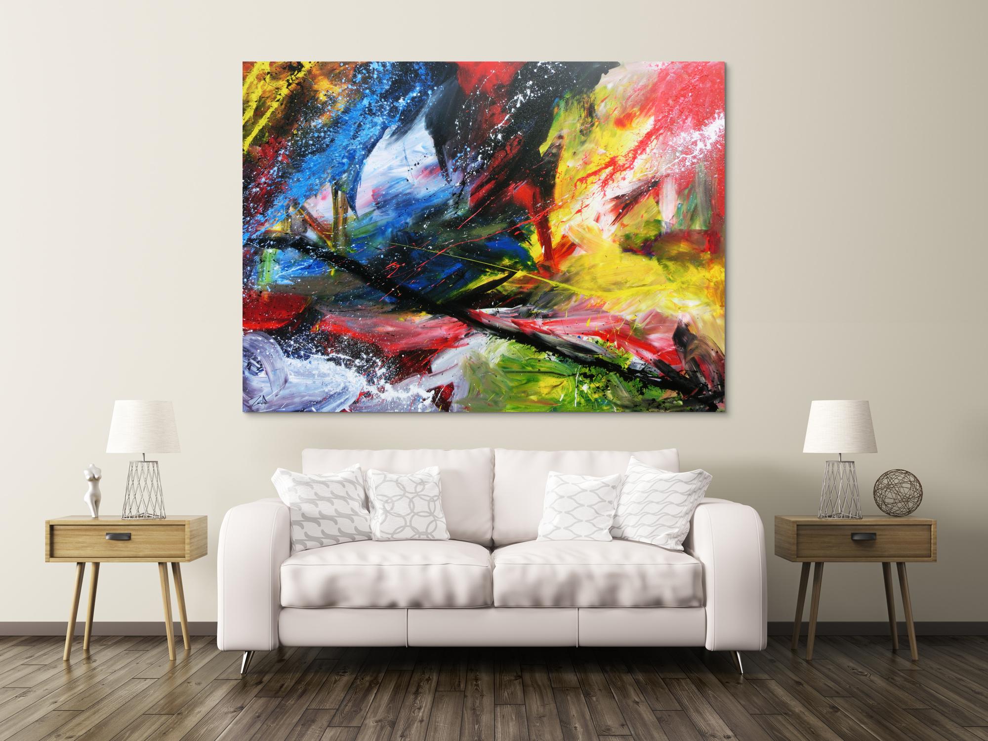 Modernes Acrylgemälde bunt mit vielen Farben abstrakt