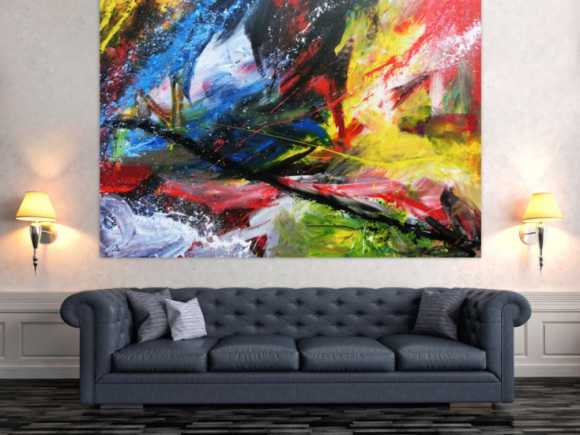 Modernes Acrylgemälde bunt mit vielen Farben abstrakt