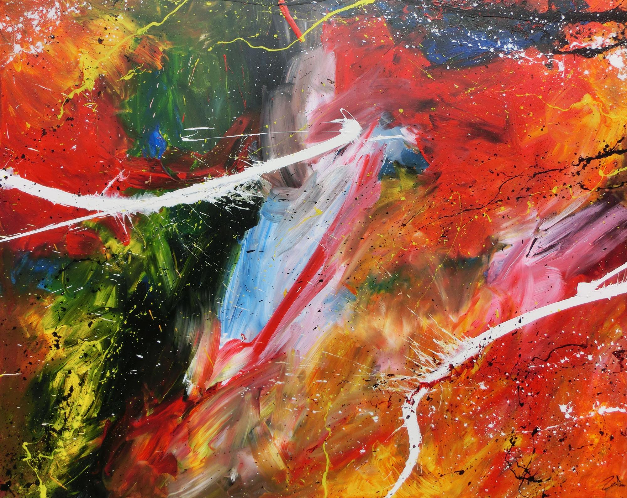 Abstraktes Acrylbild bunt viele Farben sehr modern