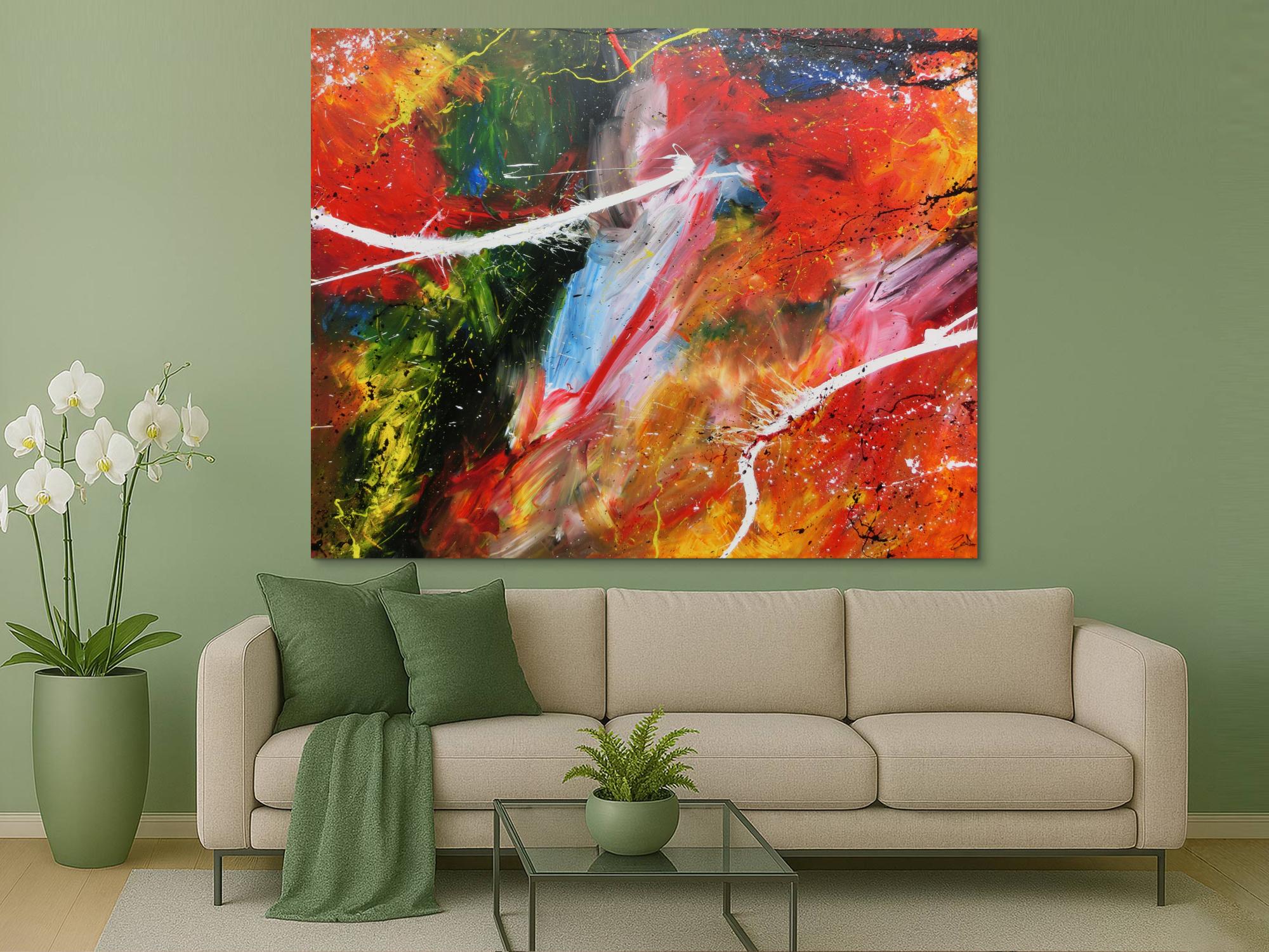 Abstraktes Acrylbild bunt viele Farben sehr modern