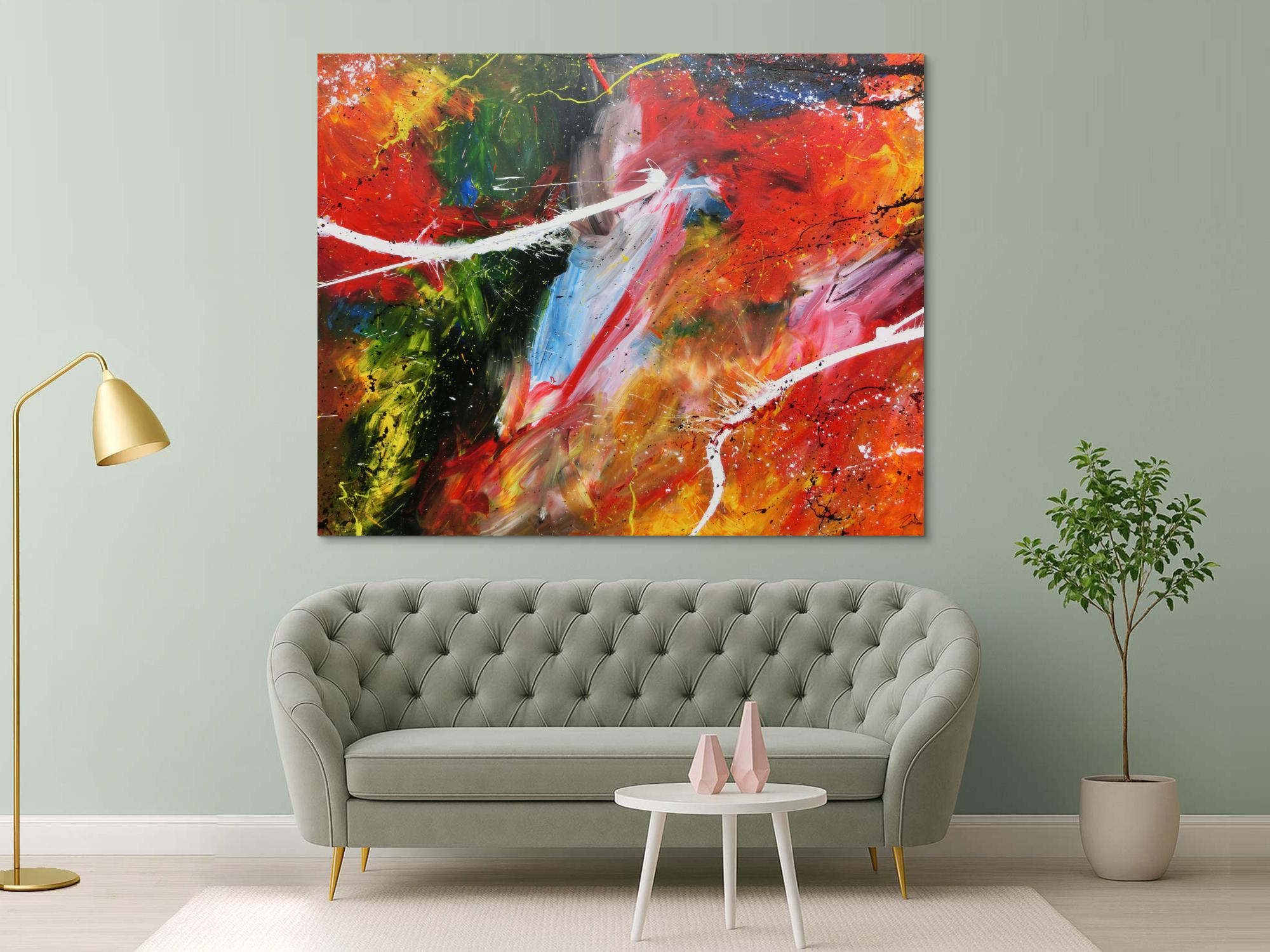 Abstraktes Acrylbild bunt viele Farben sehr modern