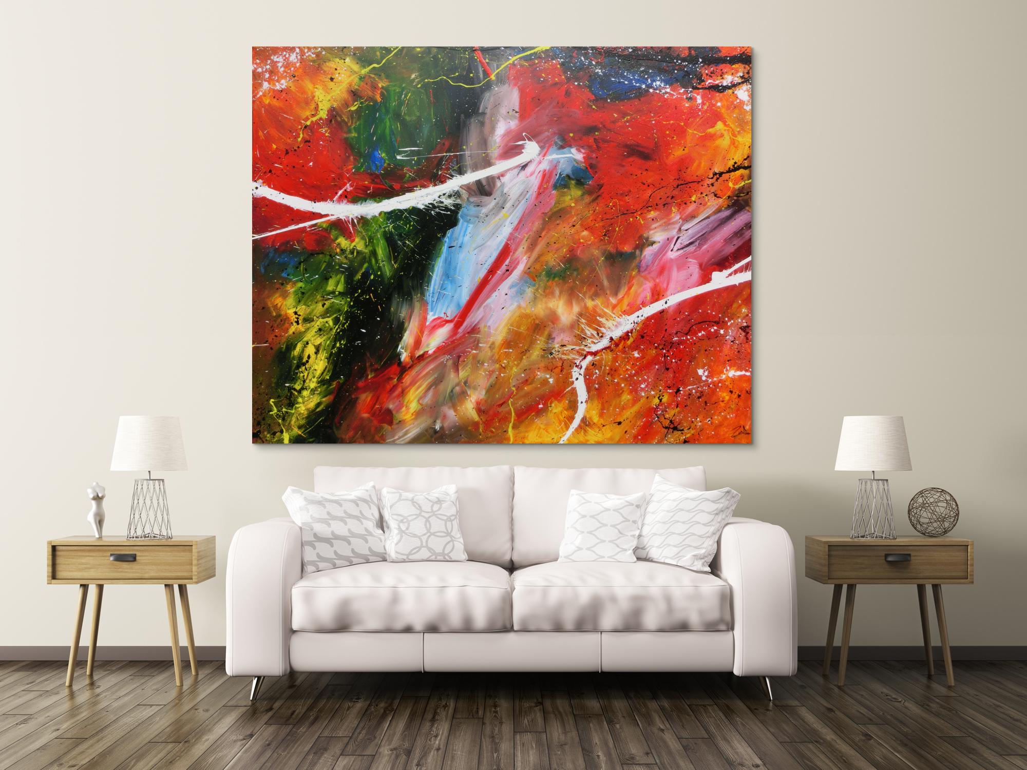 Abstraktes Acrylbild bunt viele Farben sehr modern