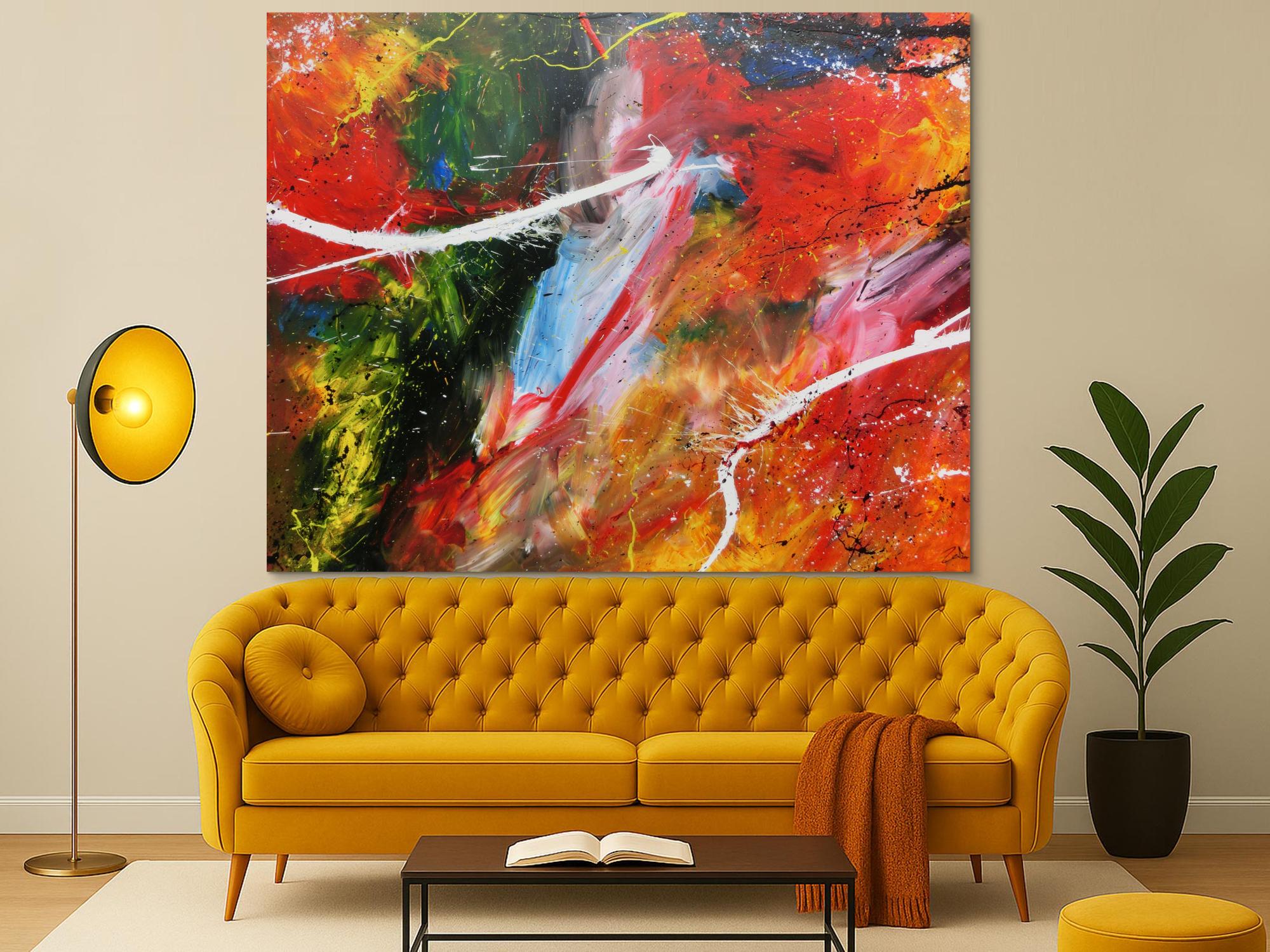 Abstraktes Acrylbild bunt viele Farben sehr modern