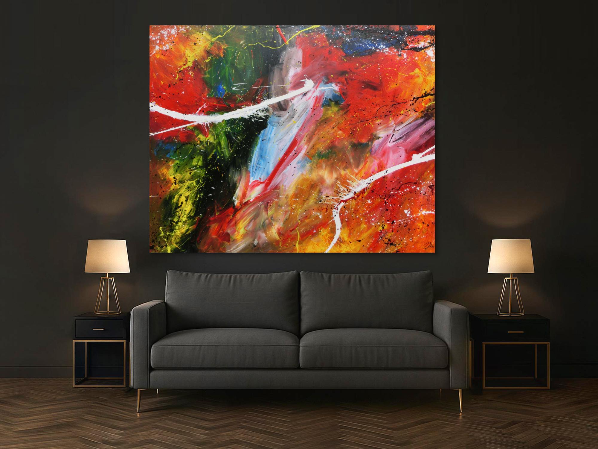 Abstraktes Acrylbild bunt viele Farben sehr modern