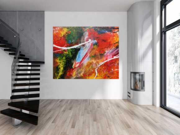 Abstraktes Acrylbild bunt viele Farben sehr modern