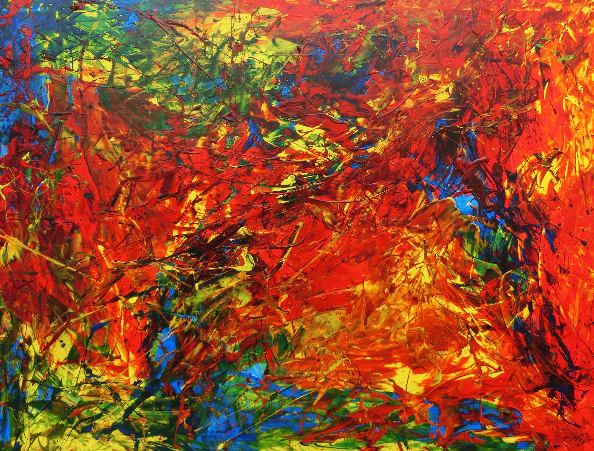 Modernes Acrylbild abstrakt sehr bunt für Loft Praxis oder Büro