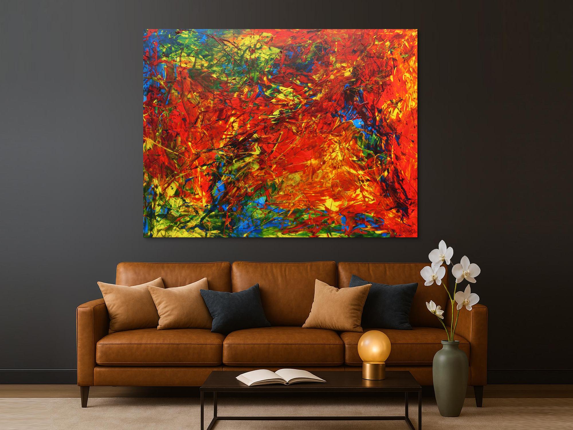 Modernes Acrylbild abstrakt sehr bunt für Loft Praxis oder Büro