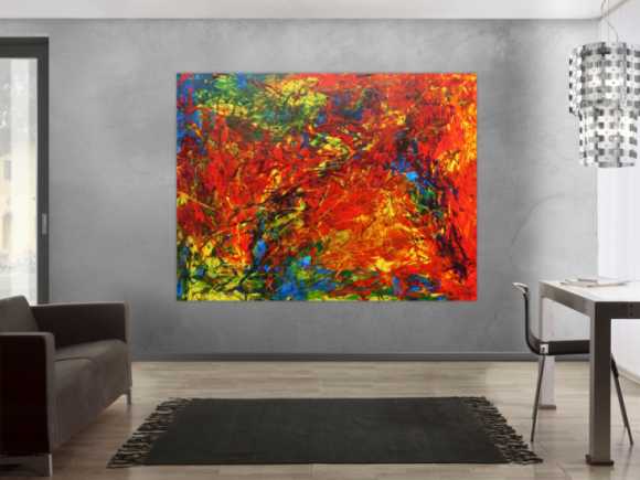 Modernes Acrylbild abstrakt sehr bunt für Loft Praxis oder Büro