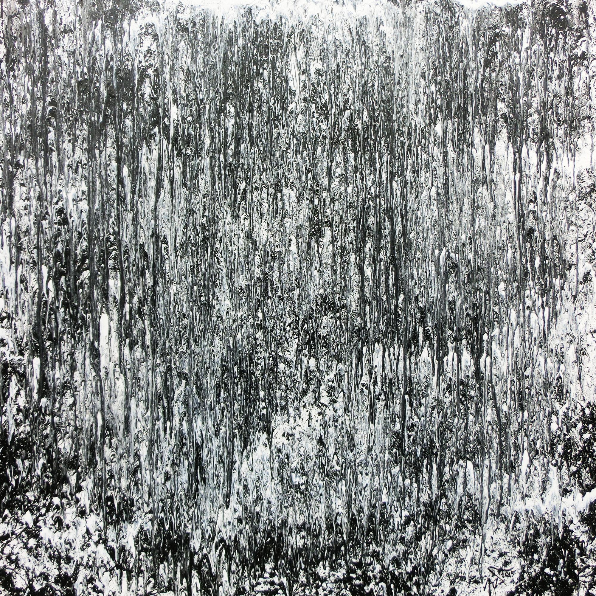 Schlichtes abstraktes Acrylbild in schwarz weiß grau