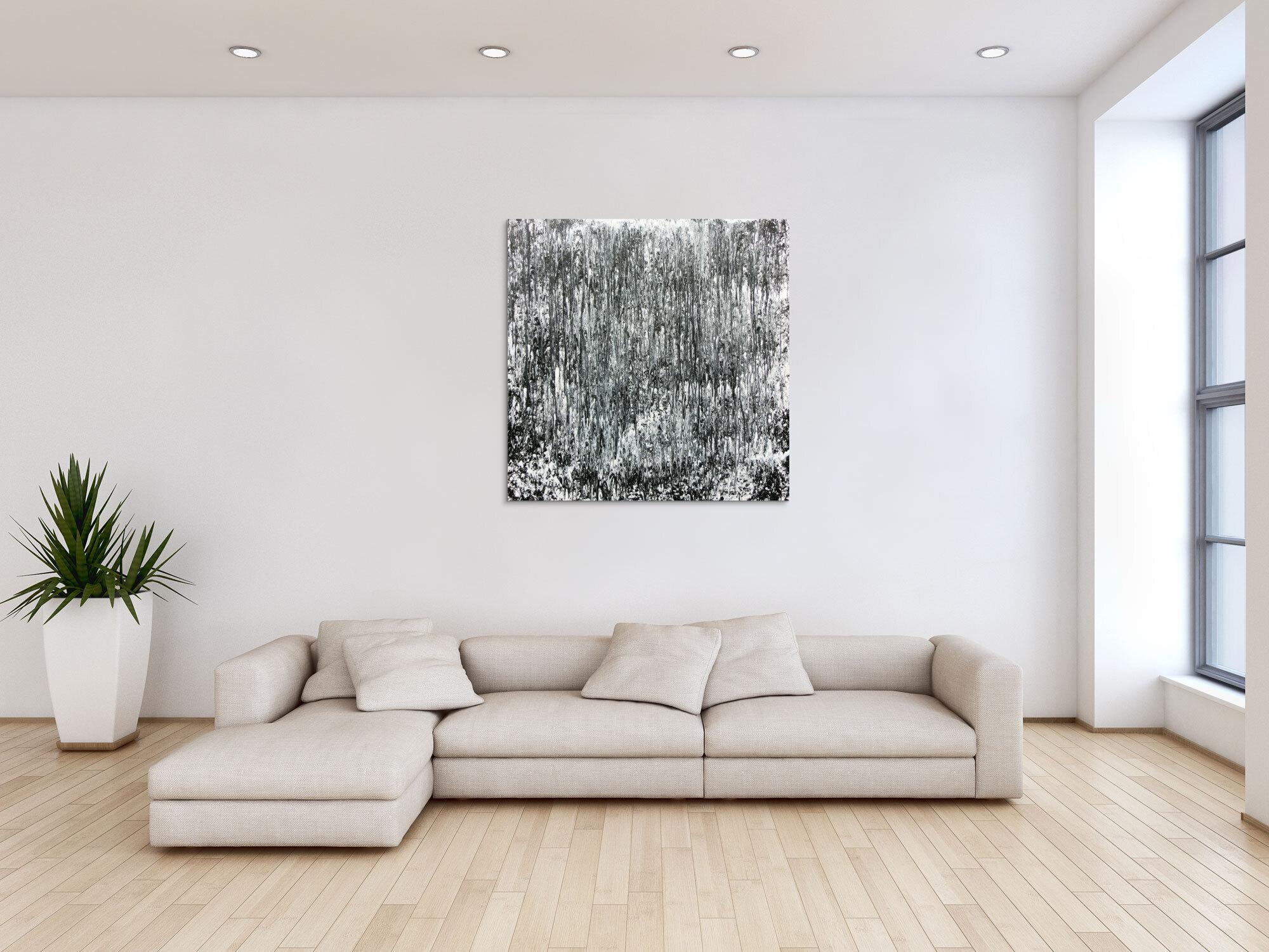 Schlichtes abstraktes Acrylbild in schwarz weiß grau