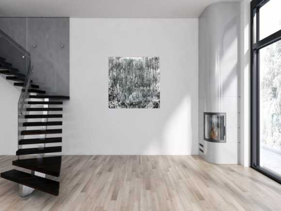 Schlichtes abstraktes Acrylbild in schwarz weiß grau