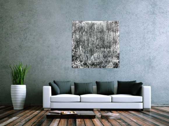 Schlichtes abstraktes Acrylbild in schwarz weiß grau