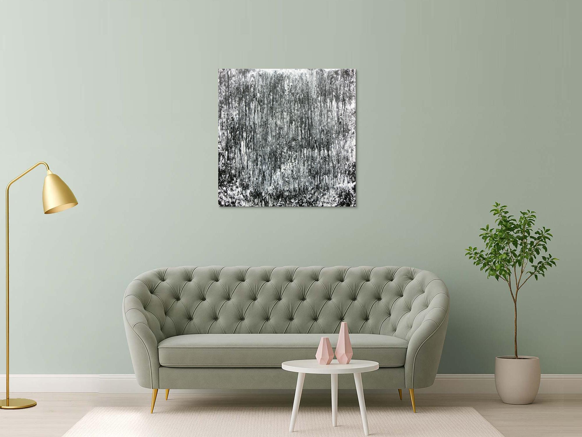 Schlichtes abstraktes Acrylbild in schwarz weiß grau