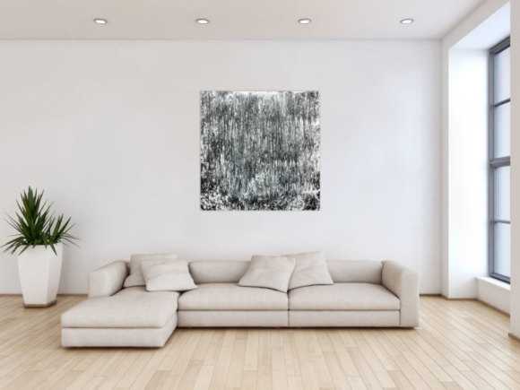 Schlichtes abstraktes Acrylbild in schwarz weiß grau