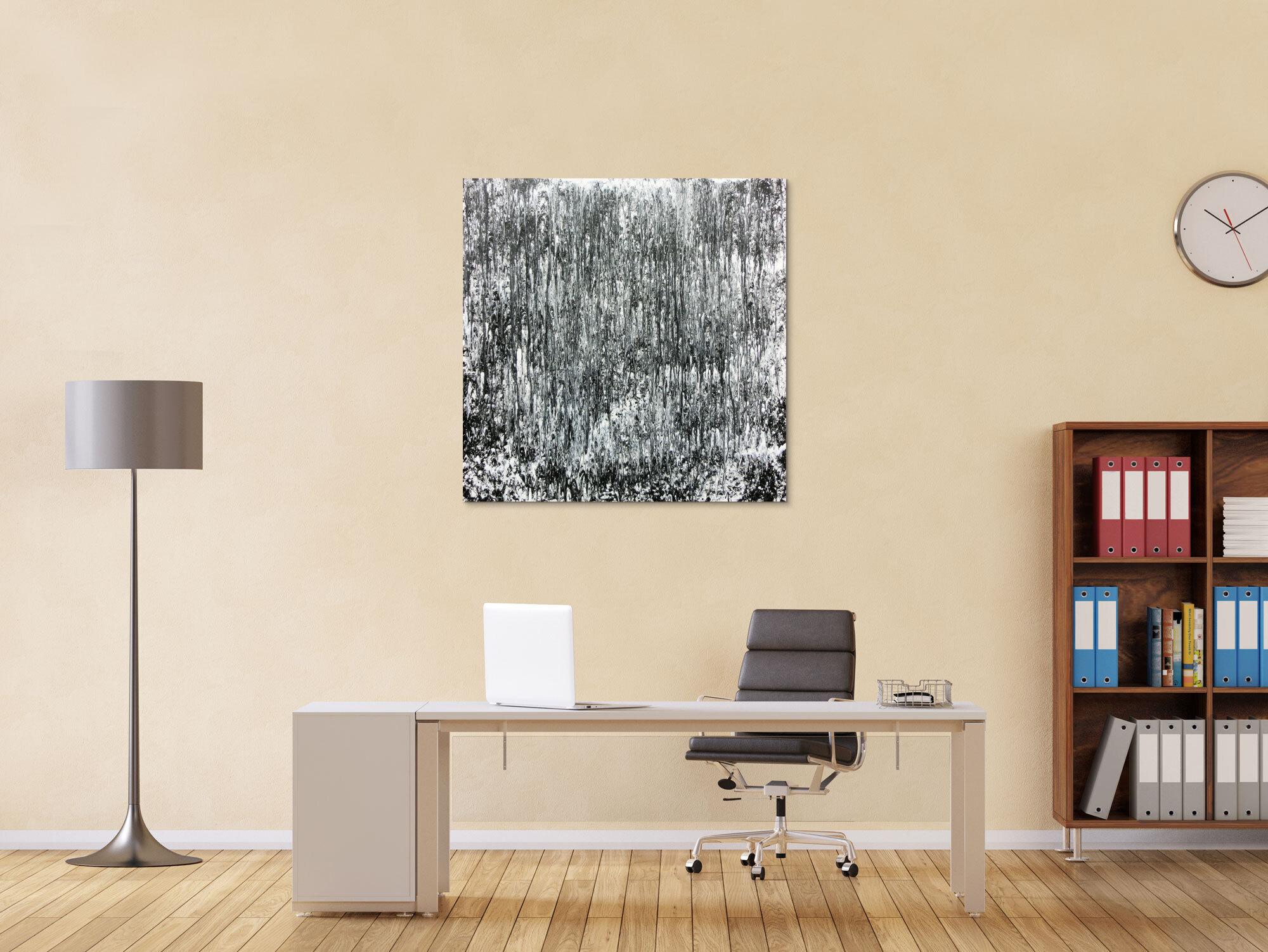 Schlichtes abstraktes Acrylbild in schwarz weiß grau