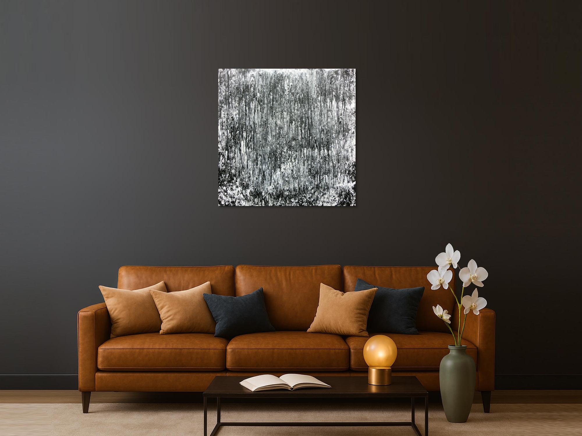 Schlichtes abstraktes Acrylbild in schwarz weiß grau