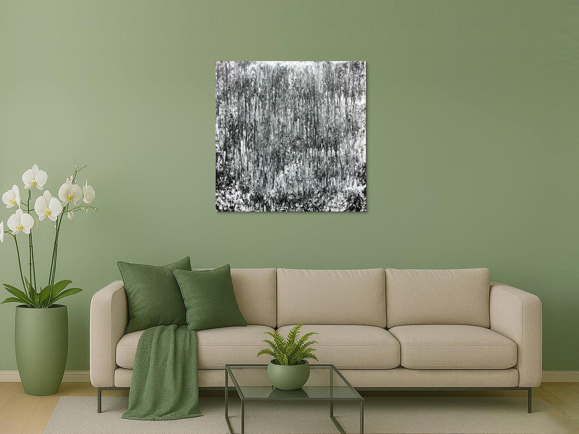 Schlichtes abstraktes Acrylbild in schwarz weiß grau