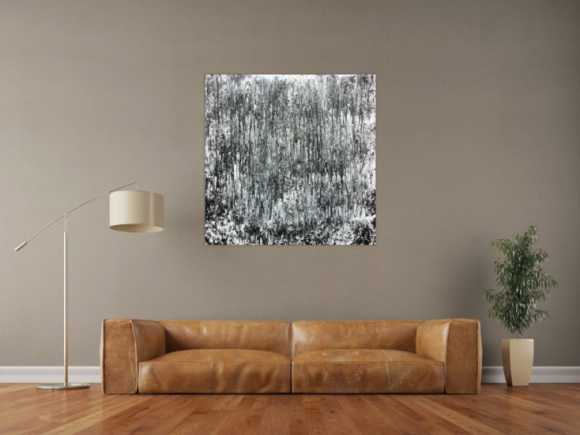 Schlichtes abstraktes Acrylbild in schwarz weiß grau