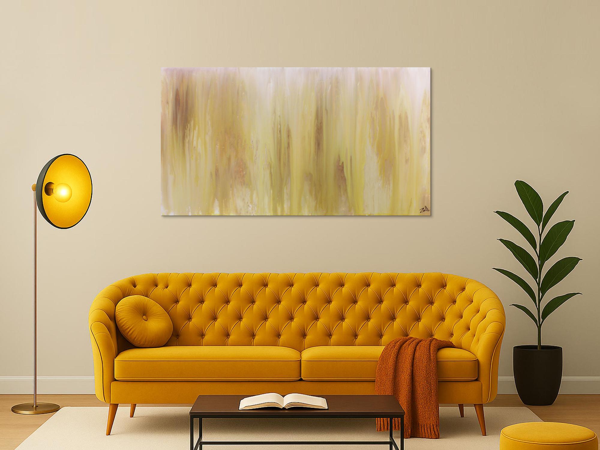 Abstraktes Acrylbild beige schlicht modern