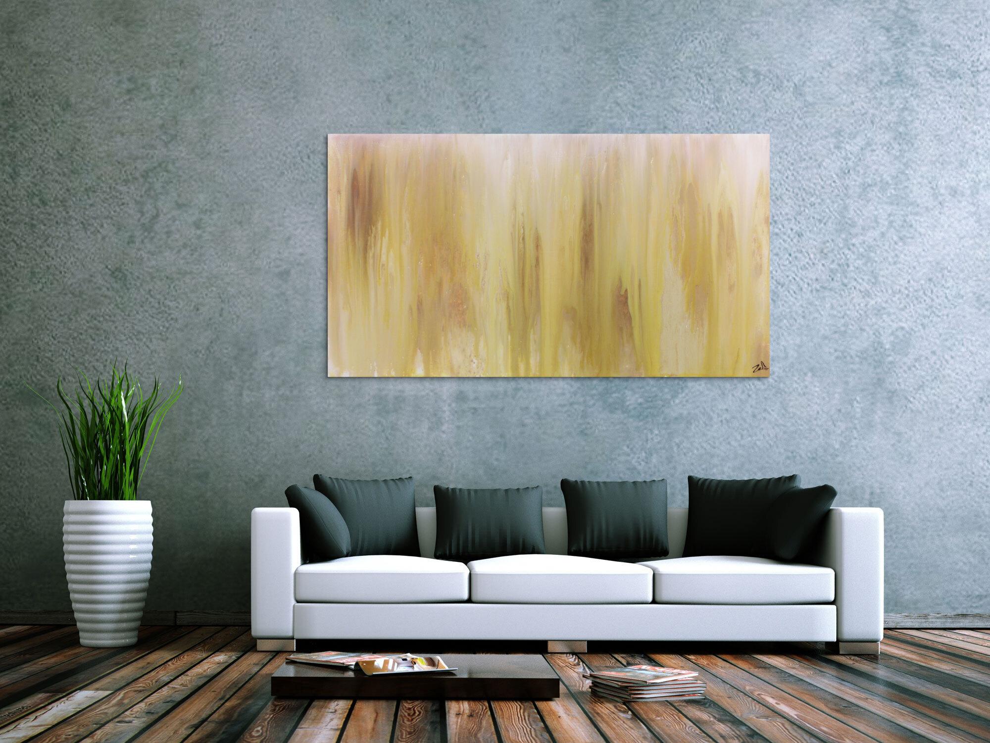 Abstraktes Acrylbild beige schlicht modern