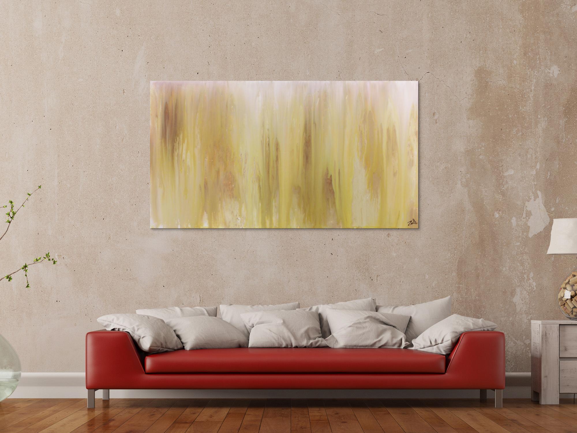 Abstraktes Acrylbild beige schlicht modern