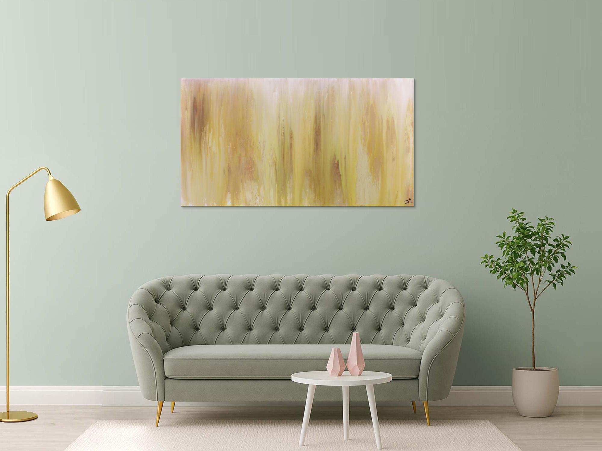 Abstraktes Acrylbild beige schlicht modern