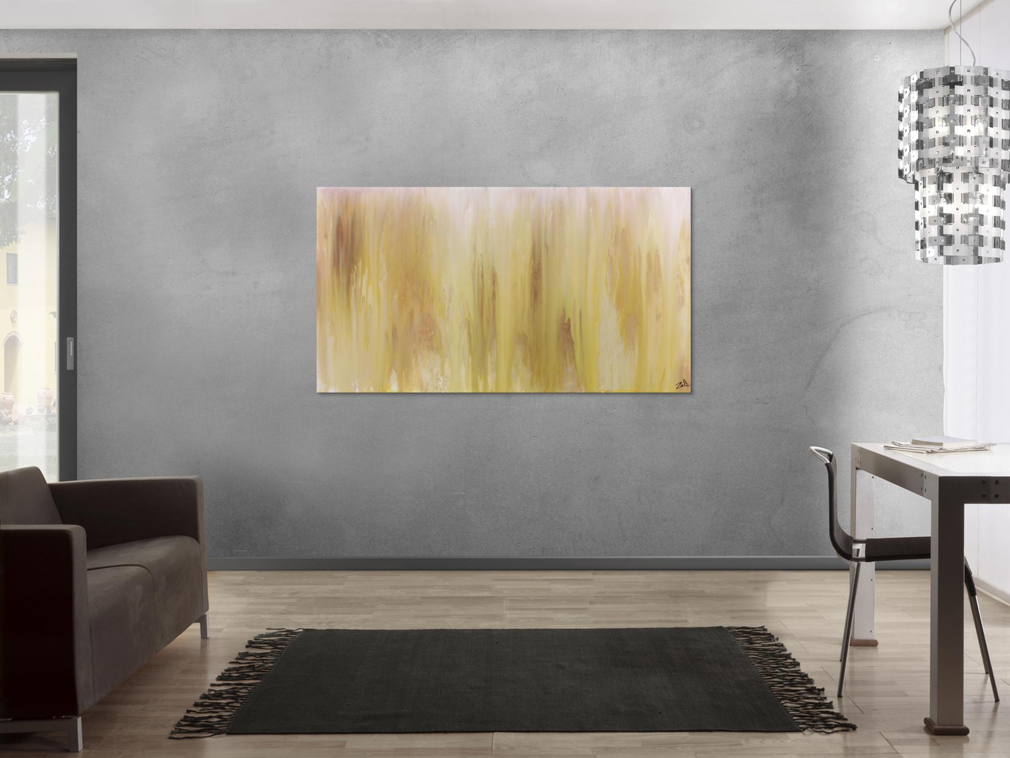 Abstraktes Acrylbild beige schlicht modern