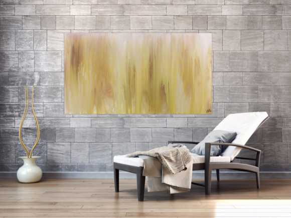 Abstraktes Acrylbild beige schlicht modern