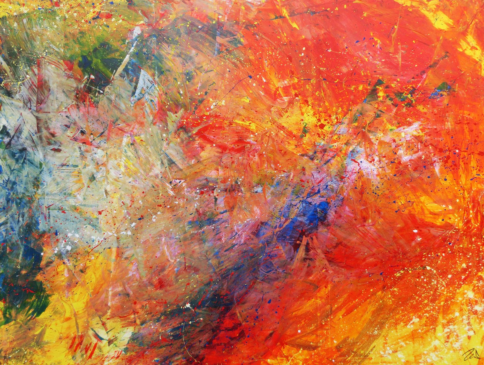 Abstraktes Acrylbild sehr bunt modern luxus