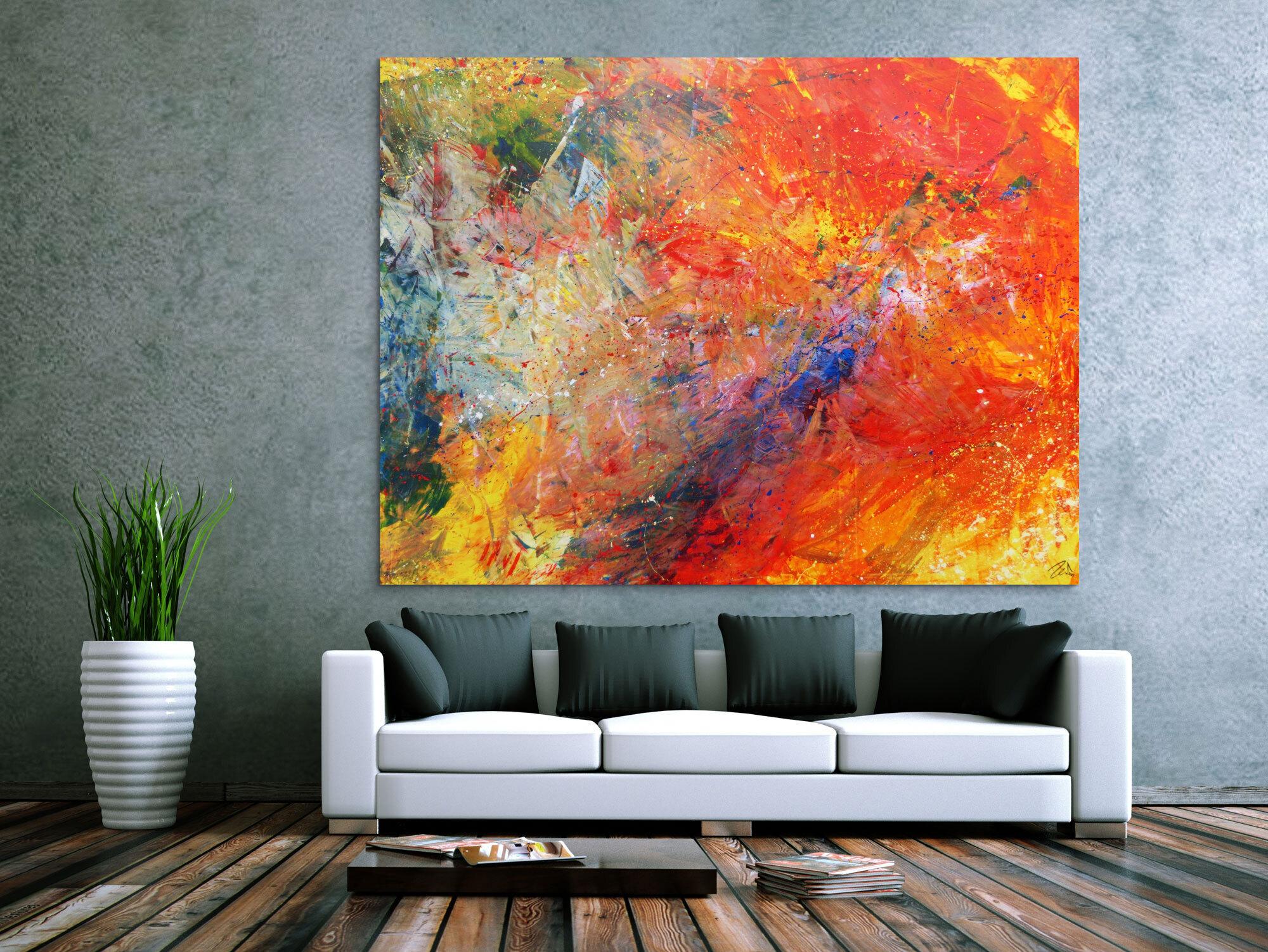 Abstraktes Acrylbild sehr bunt modern luxus