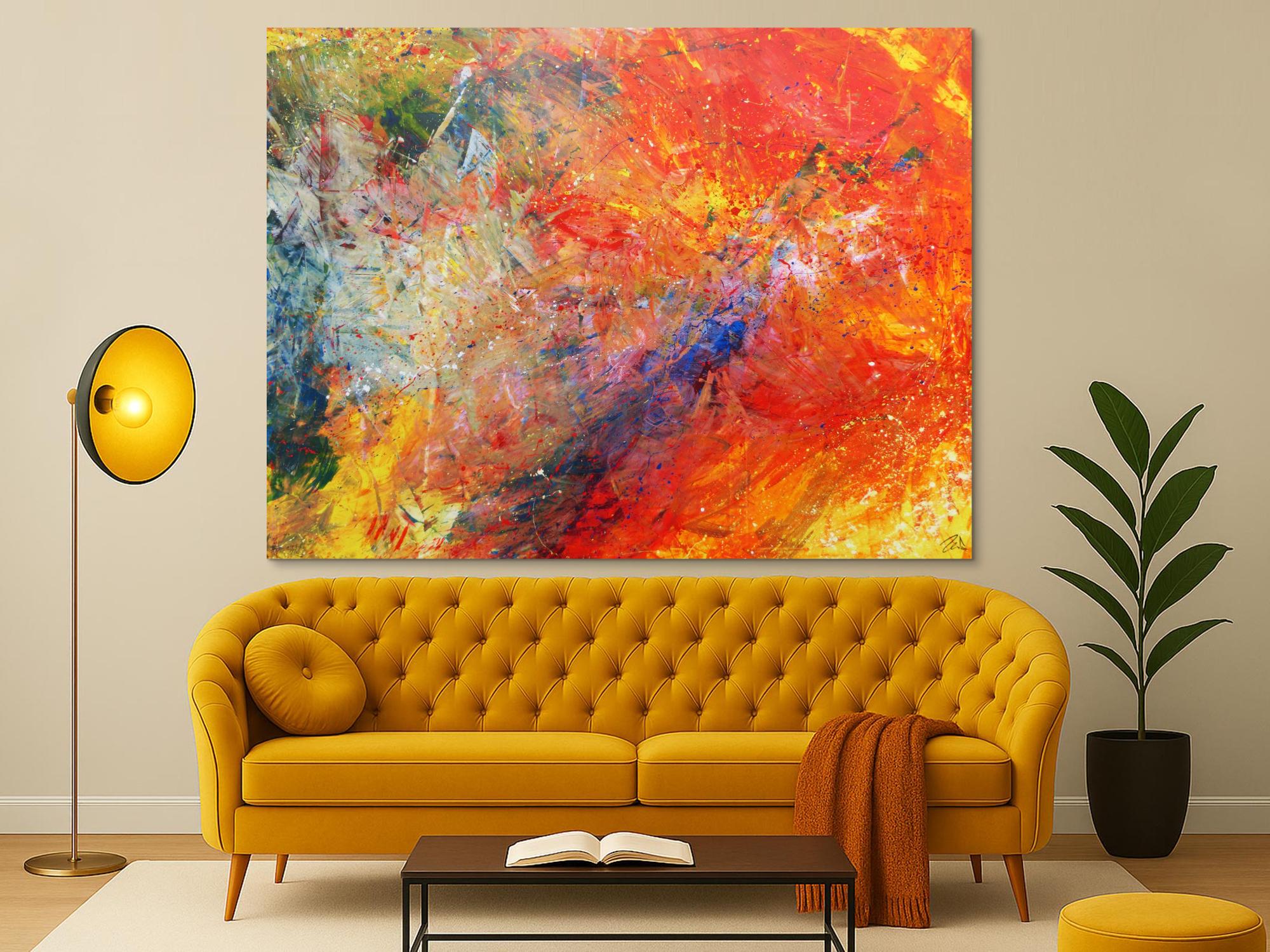 Abstraktes Acrylbild sehr bunt modern luxus