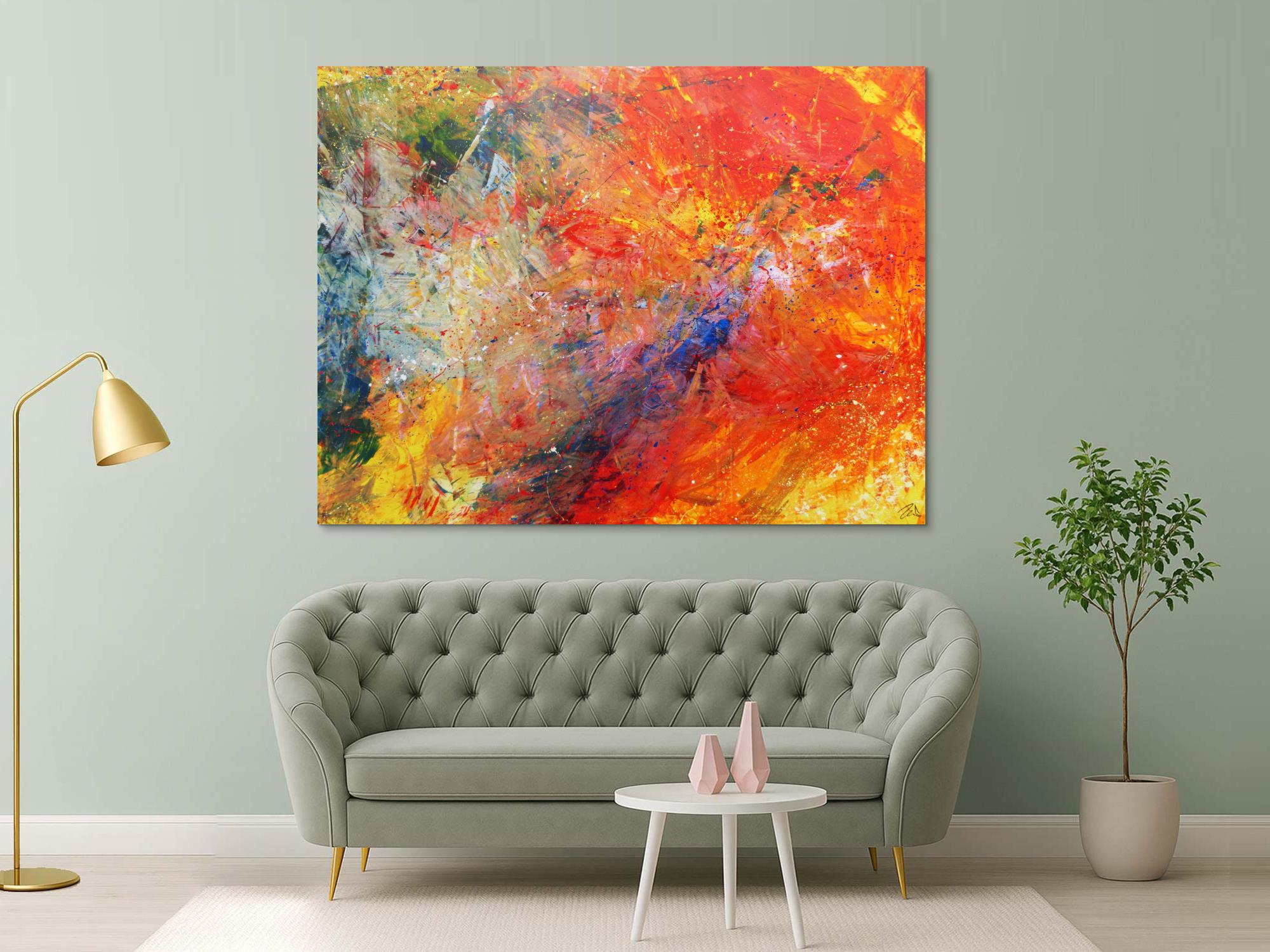 Abstraktes Acrylbild sehr bunt modern luxus